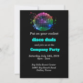 Invitation de coutume de partie de disco de boule (Dos)