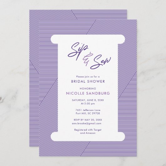 Invitation de couture (Devant / Derrière)