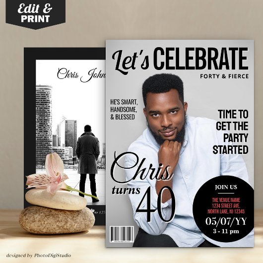 Invitation de couverture de magazine d'anniversair