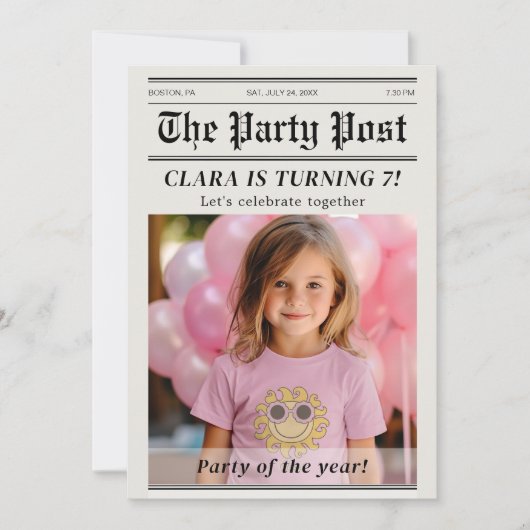 Invitation de couverture du journal d'anniversaire (Devant)