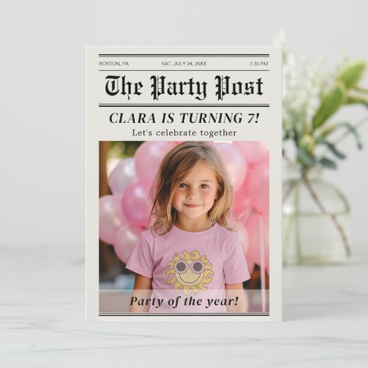 Invitation de couverture du journal d'anniversaire (Debout devant)