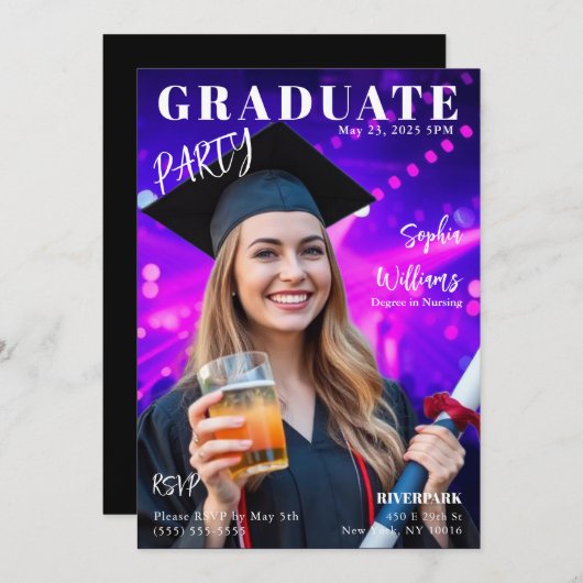 Invitation de couverture du magazine Graduate (Devant / Derrière)