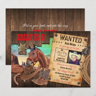Invitation de cow-boy western recherché
