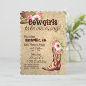 Invitation de cow-girl rose rustique 2 côtés (Debout devant)