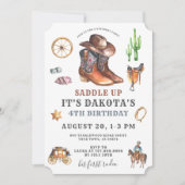Invitation de Cowboy 4e anniversaire (Devant)