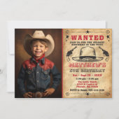 Invitation de Cowboy avec photo, Anniversaire occi (Devant)