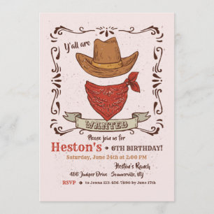 Invitation de Cowboy Casquette et de Bandana
