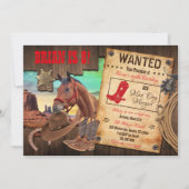 Invitation de Cowboy de l'Ouest Sauvage (Devant)