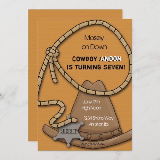 Invitation de Cowboy Gear (Devant / Derrière)