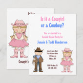 Invitation de Cowgirl and Cowboy Gender Revevevela (Devant / Derrière)