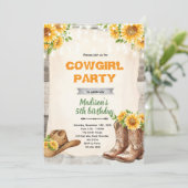 Invitation de cowgirl au tournesol rustique (Debout devant)
