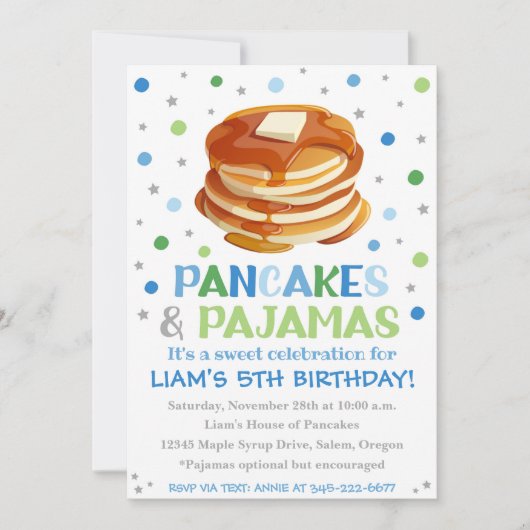 Invitation de crêpes et pyjamas | Pajama Party (Devant)