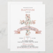 Invitation de croix rose Rose poussiéreuse (Devant / Derrière)