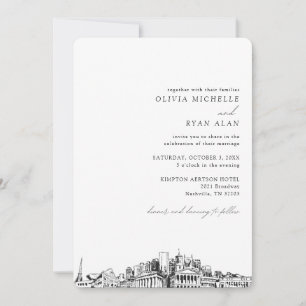 Invitation de croquis Mariage Skyline de Nashville