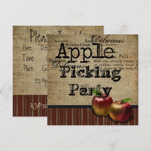 invitation de cueillette de pomme (Devant / Derrière)