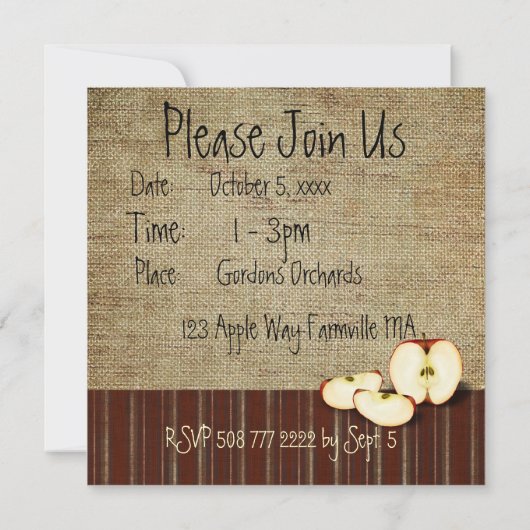 invitation de cueillette de pomme (Dos)