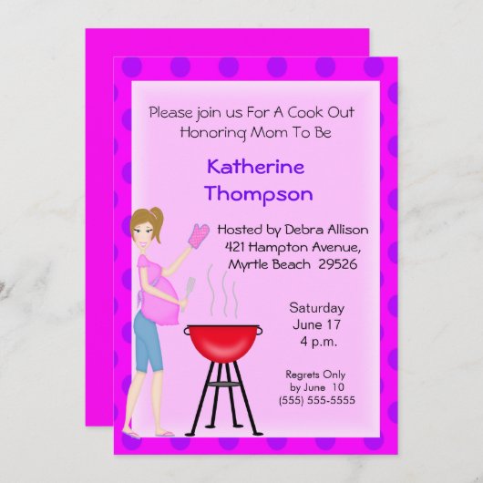 Invitation de cuisine de maman enceinte (Devant / Derrière)