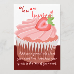 Invitation de cupcake aux fraises
