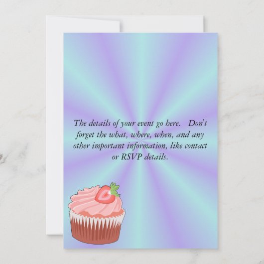Invitation de cupcake de fraise (Dos)
