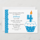 Invitation de Cupcake pour le 4e anniversaire (Devant)