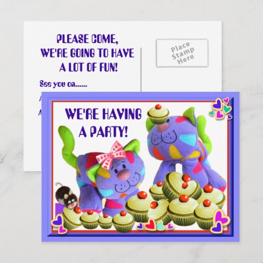INVITATION DE CUPCAKES ~ Carte postale (Devant / Derrière)