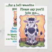 Invitation de Cute Cow Head et Tails Party (Devant / Derrière)