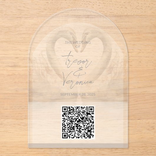 Invitation de cygne de code QR mariage (Recto)