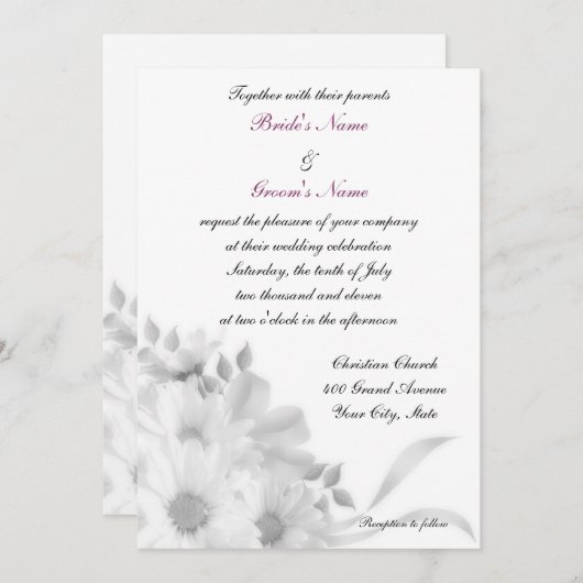 Invitation De Daisées Grises (Devant / Derrière)