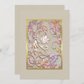 Invitation de Damask bat mitzvah Multi "Embossé" (Devant / Derrière)