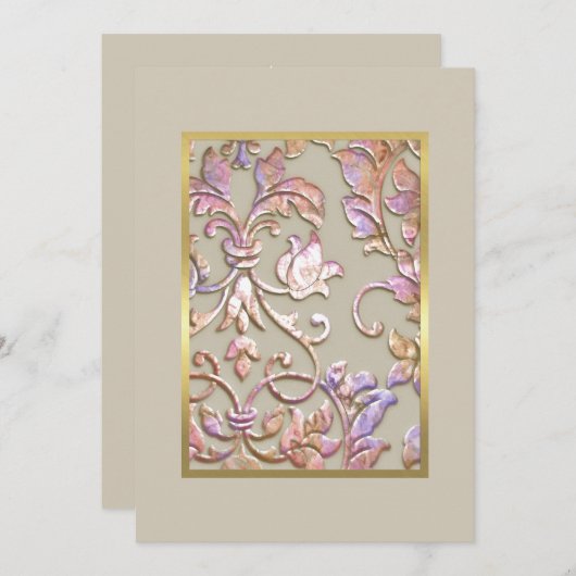 Invitation de Damask bat mitzvah Multi "Embossé" (Devant / Derrière)