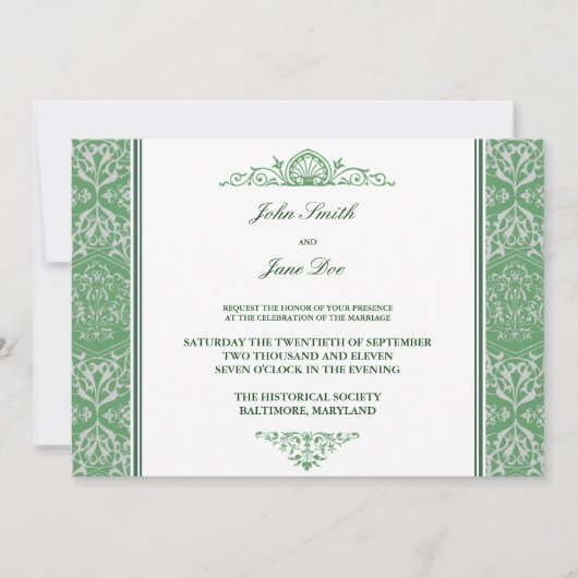 Invitation de Damask Border dans Mint (Devant)