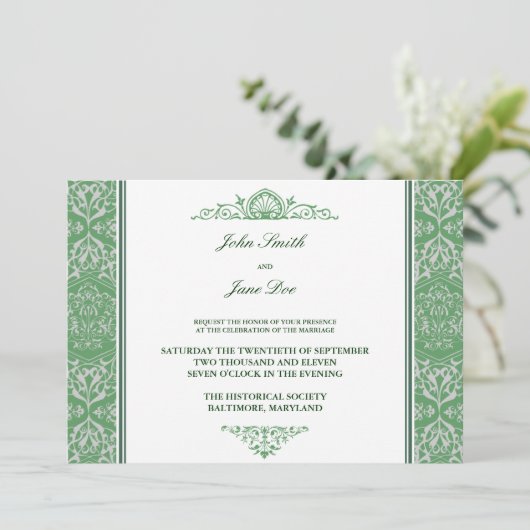 Invitation de Damask Border dans Mint (Debout devant)