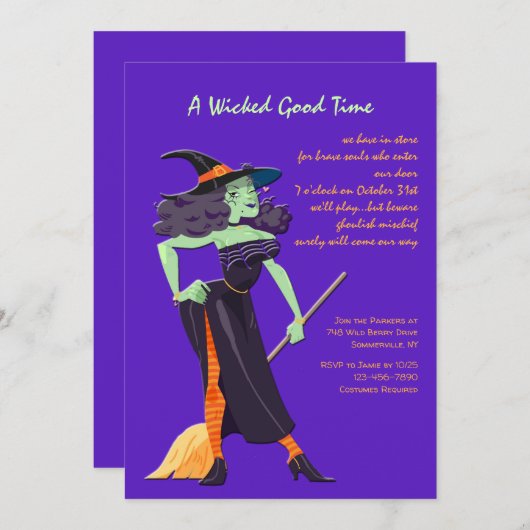 Invitation de Dame d'Halloween (Devant / Derrière)