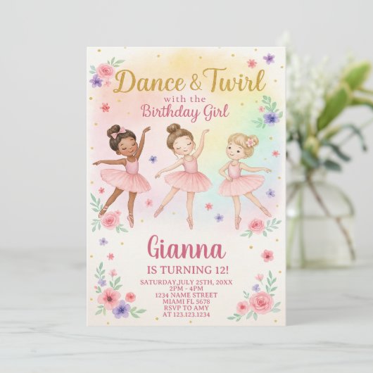 Invitation de danse pour fille éditable (Debout devant)