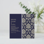 Invitation de Dark Blue et Cream Mariage damassé (Debout devant)