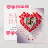 Invitation de date de sauvegarde en papier rouge d (Devant / Derrière)