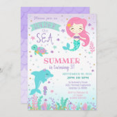 Invitation de dauphin sirène - Sous la mer (Devant / Derrière)