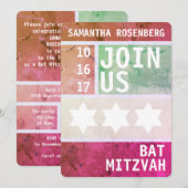 Invitation de David Bat mitzvah (Devant / Derrière)