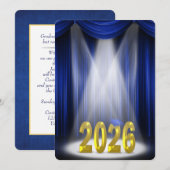 Invitation de début 2026 Bleu et Or (Devant / Derrière)