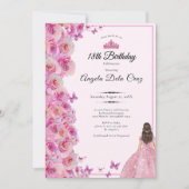 Invitation de début pour 18 ans avec roses roses e (Devant)