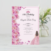 Invitation de début pour 18 ans avec roses roses e (Debout devant)