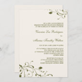 Invitation de decal floral vert Sage (Devant / Derrière)