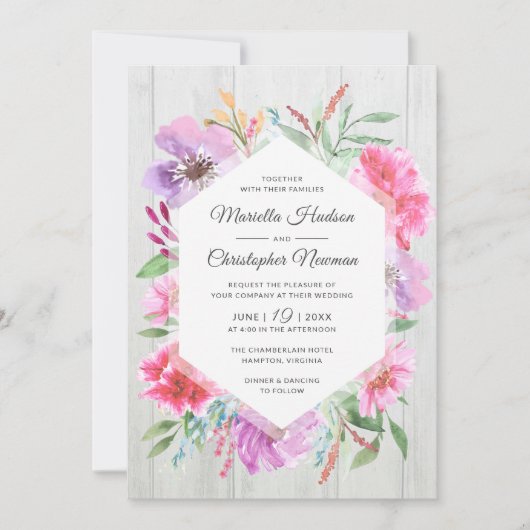 Invitation de découpage de bouquet de Mariage d'aq (Devant)