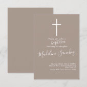 Invitation de dédicace de bébé de croix de baptême (Devant / Derrière)