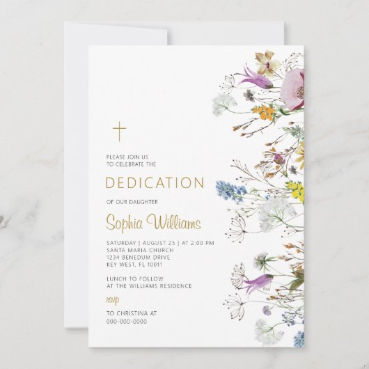 Invitation de dédicace Fleur sauvage Boho (Devant)