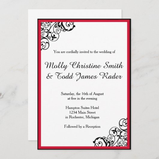 Invitation de défilement noir et rouge (Devant / Derrière)