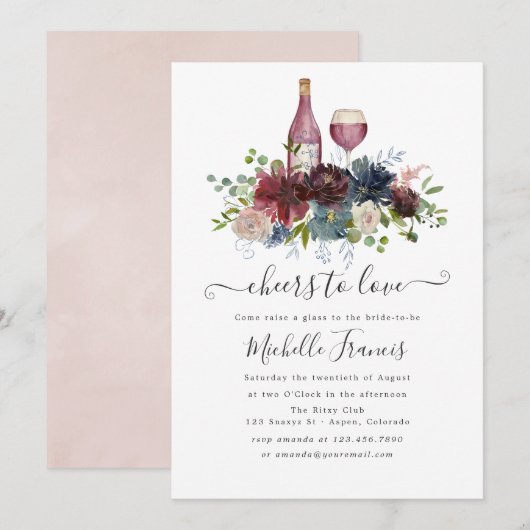 Invitation de dégustation de vin bordeaux et rose (Devant / Derrière)