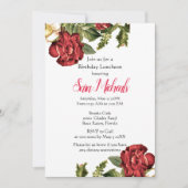 Invitation de déjeuner d'anniversaire à la rose ro (Devant)