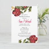 Invitation de déjeuner d'anniversaire à la rose ro (Debout devant)