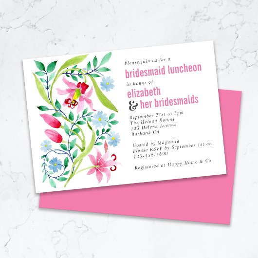 Invitation de déjeuner de demoiselles d'honneur fl